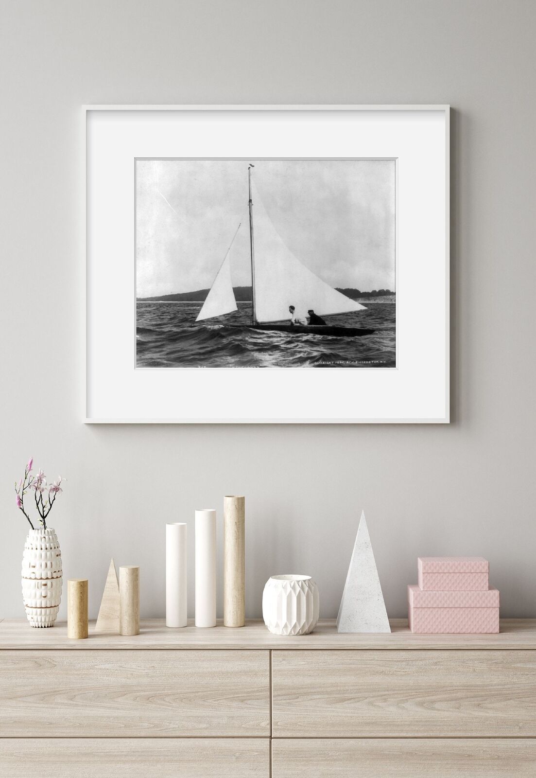 Photo: Ethelwynn, Sailboat with two men in it, c1895, JS Johnston