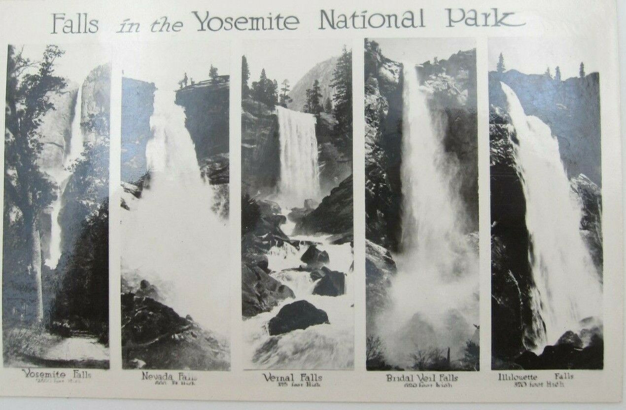 Vintage RPCC  5 Falls in Yosemite National Park Postcard (A169)