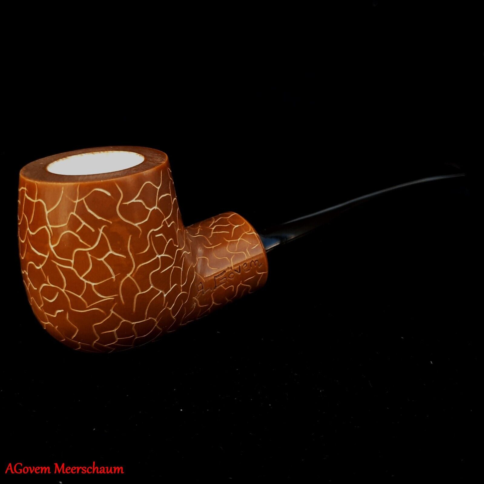 AGovem Handcarved Lattice Billiard Meerschaum Smoking Tobacco Pipe Pipa AGM-1651