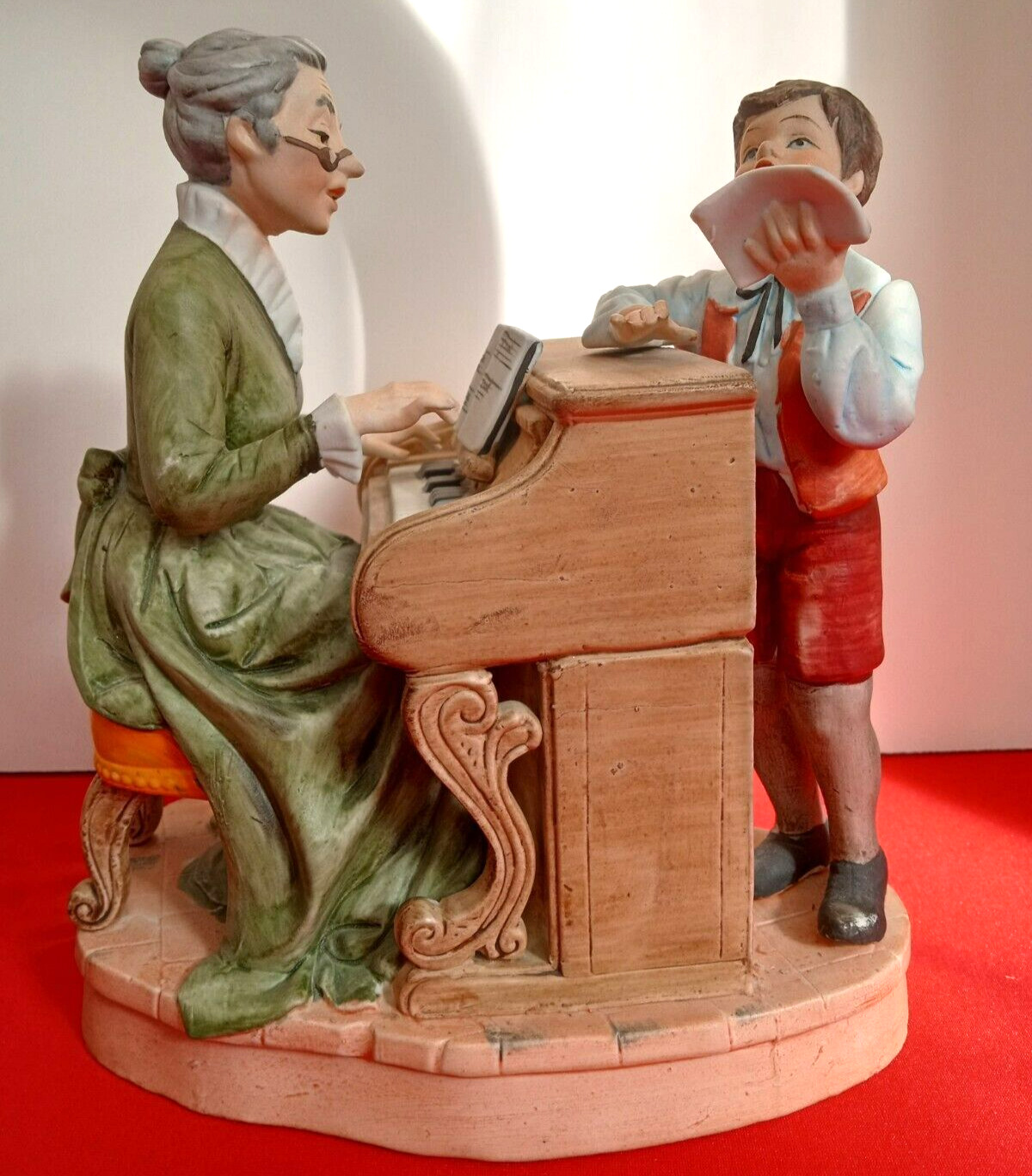 Piano Teacher Grandmother and Boy Figurine #7603 Vintage Lefton