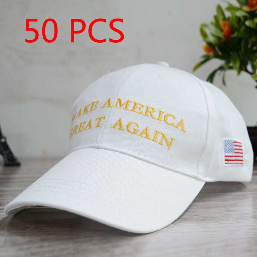 50 PCS White Wholesale Donald Trump Cap Hat Make America Great Again President