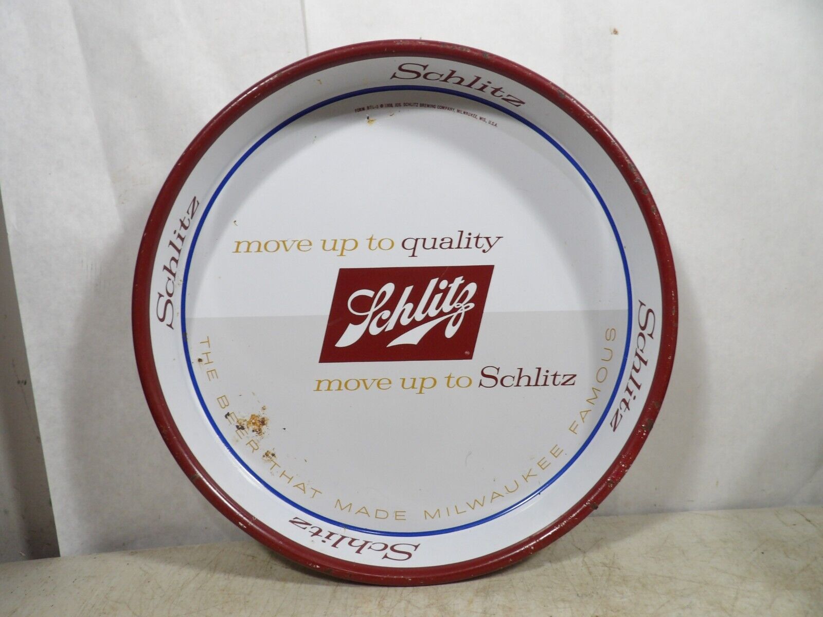 Vintage 1958 Schlitz Beer Metal Tray Beer That Made Milwaukee Famous