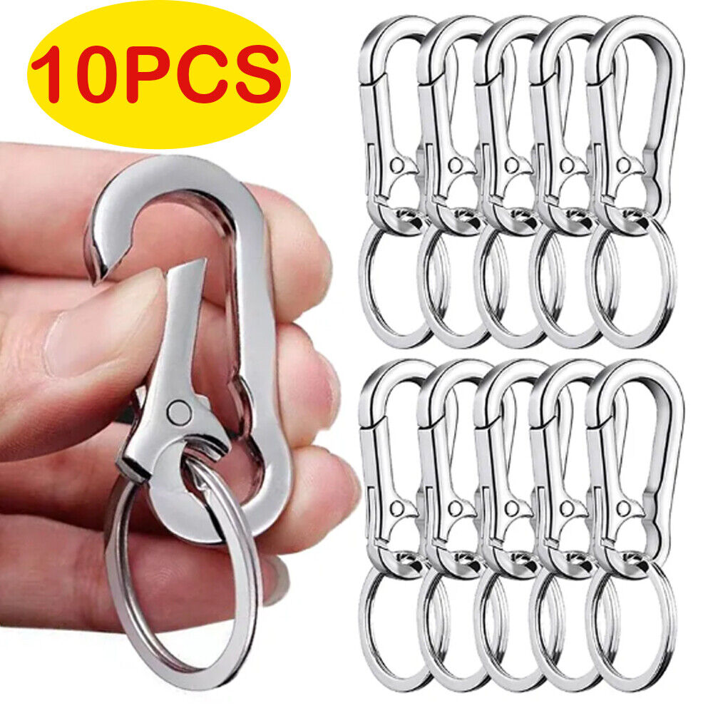10Pcs Metal Keychain Carabiner Clip Keyring Key Ring Chain Clips Hook Holder