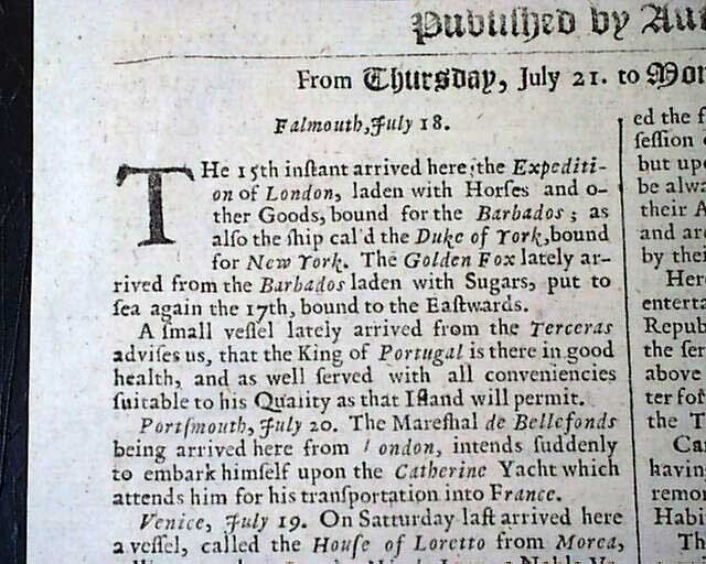 1670 Newspaper EARLY Rare 17th Century 354 Years Old LONDON GAZETTE England Rare
