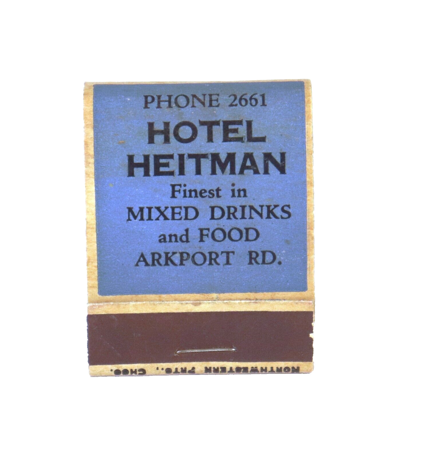 Vintage 1920s/1930s Art Deco Hotel Heitman Arkport Rd. Full Matchbook Unstruck