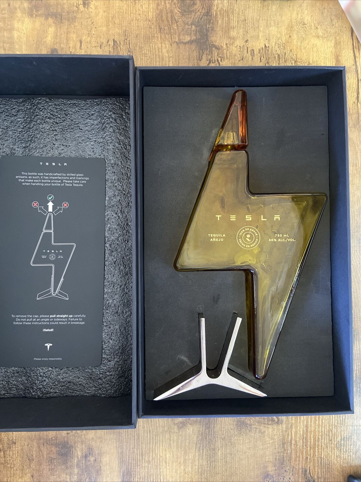 Tesla Tequila EMPTY Bottle And Stand - Limited Edition with Box