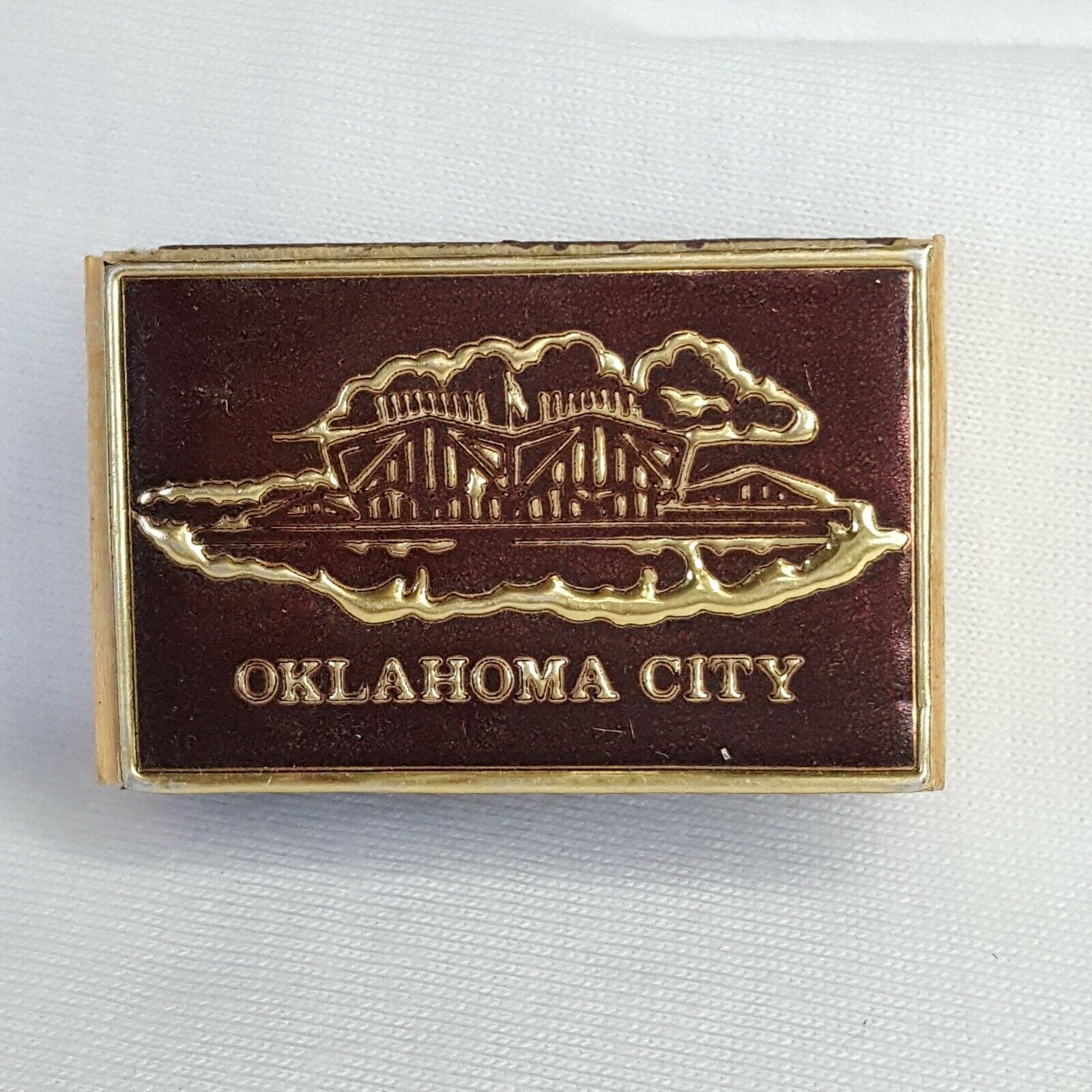 Vintage Oklahoma City Match Box, Wood Matches Unstruck Made In Sweden 