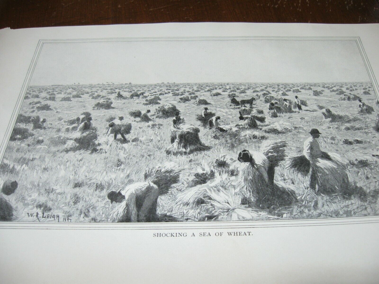 1897 Art Print - SHOCKING WHEAT Farm Farming Thresh Shock LABOR