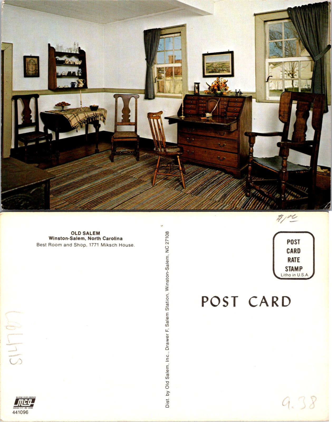 Old Salem - Winston-Salem Best Room and Shop NC Postcard Unused 51487