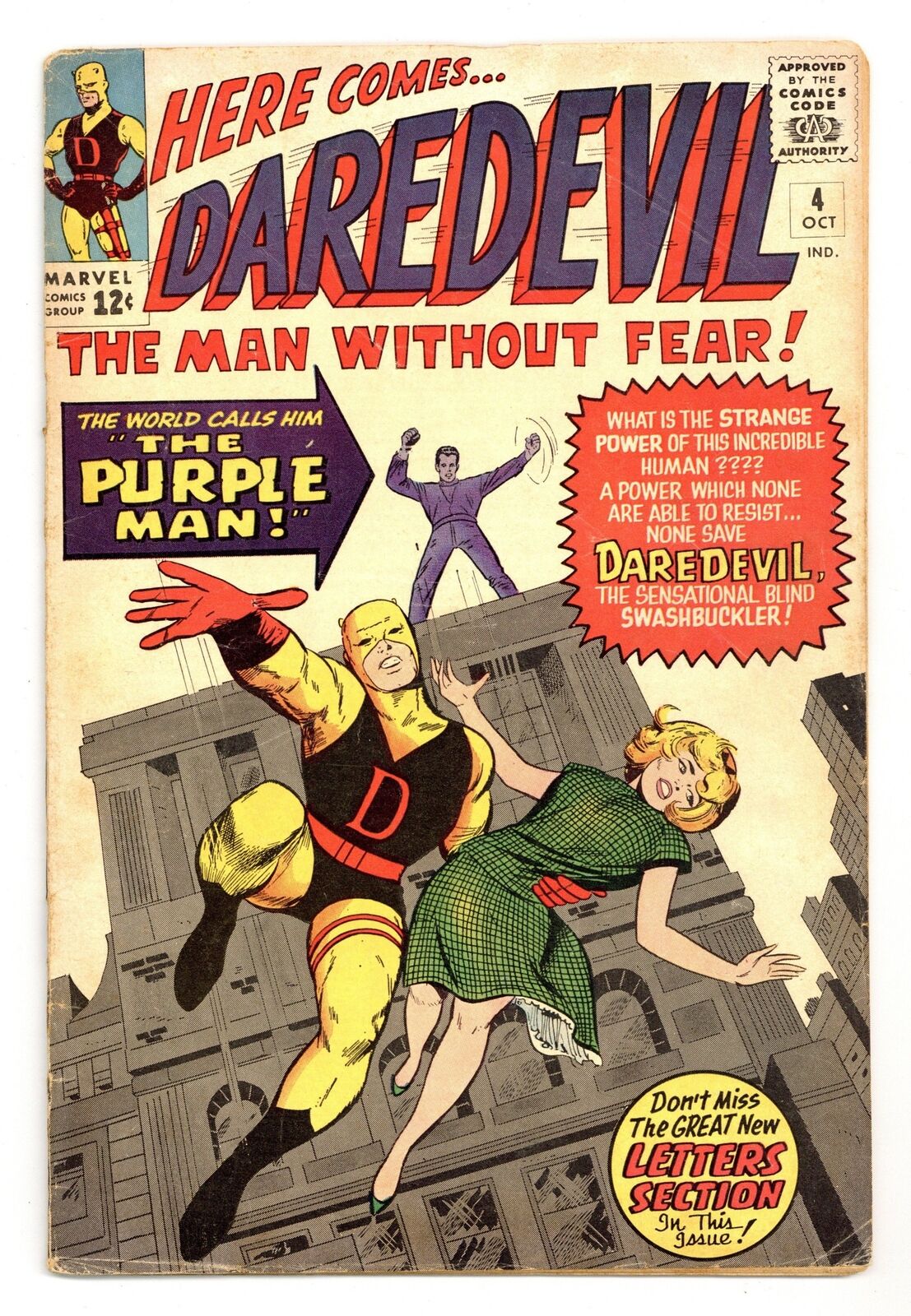 Daredevil #4 VG- 3.5 1964 1st app. Killgrave the Purple Man