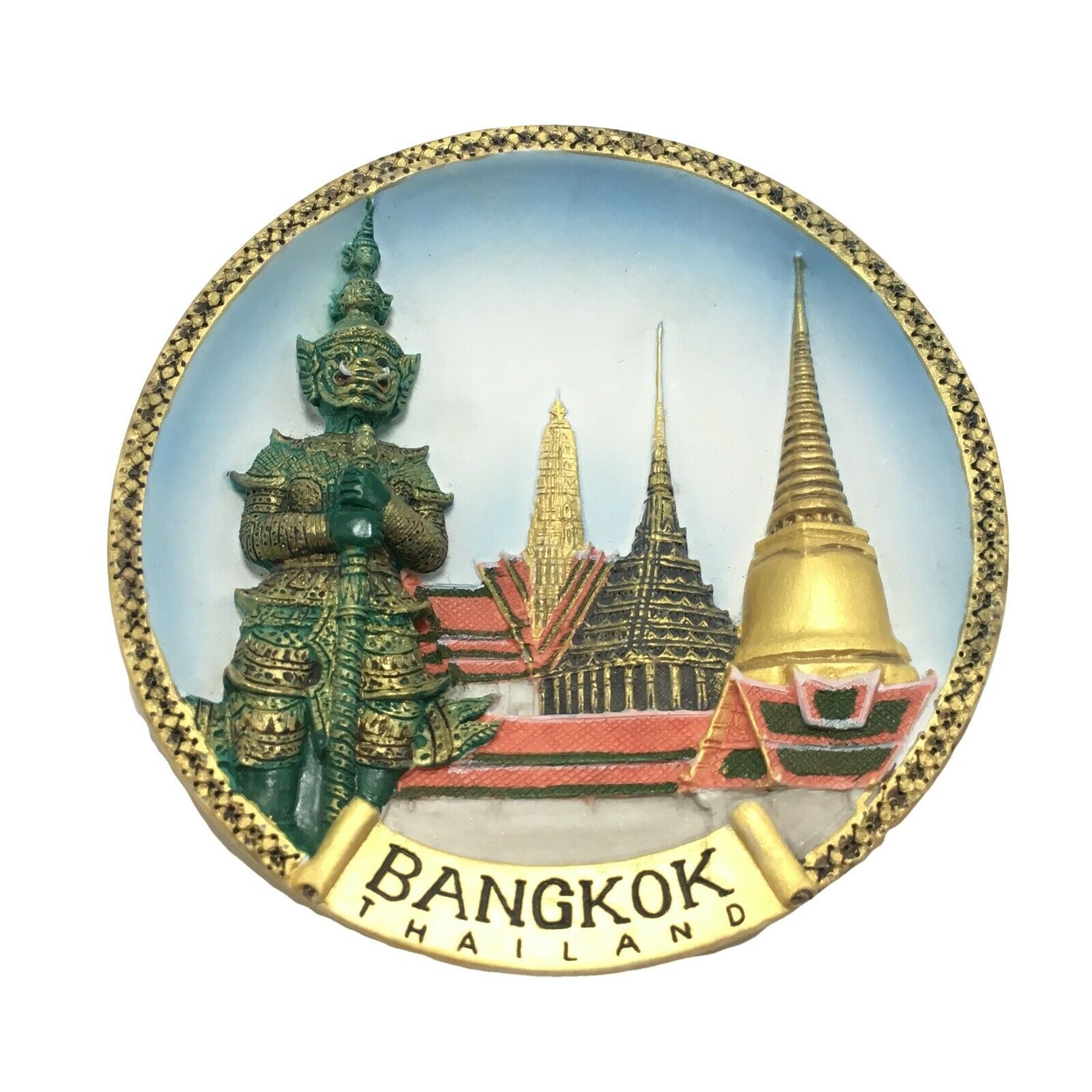 The Grand Palace 3D Collector Plate with Stand Souvenir of Bangkok Wall Hanging