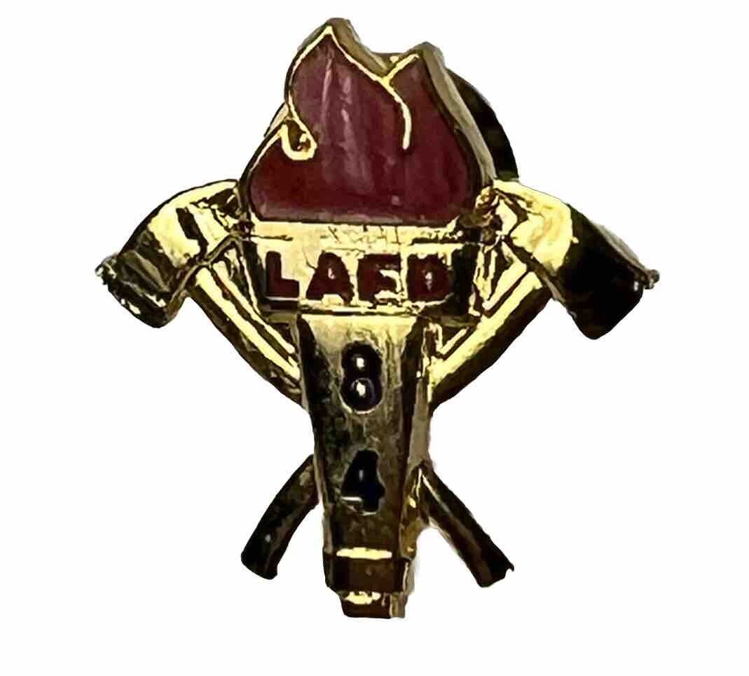 Los Angeles Fire Department LAFD 84 Hat Lapel Pin Insignia Axe Flame Helmet Gold