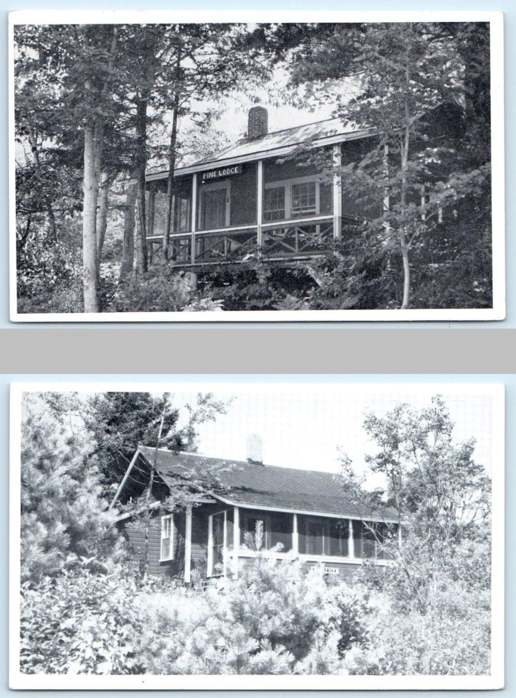 2 Postcards CAPE ROSIER, Maine ME ~ Tamaracks HIRAM BLAKE CAMP Pine Lodge c1940s