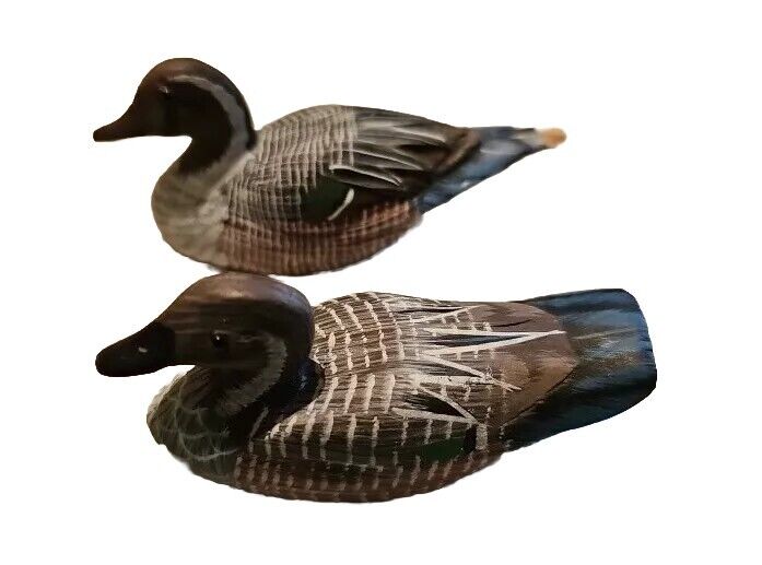 Two Miniature Duck Decoys Hand Carved