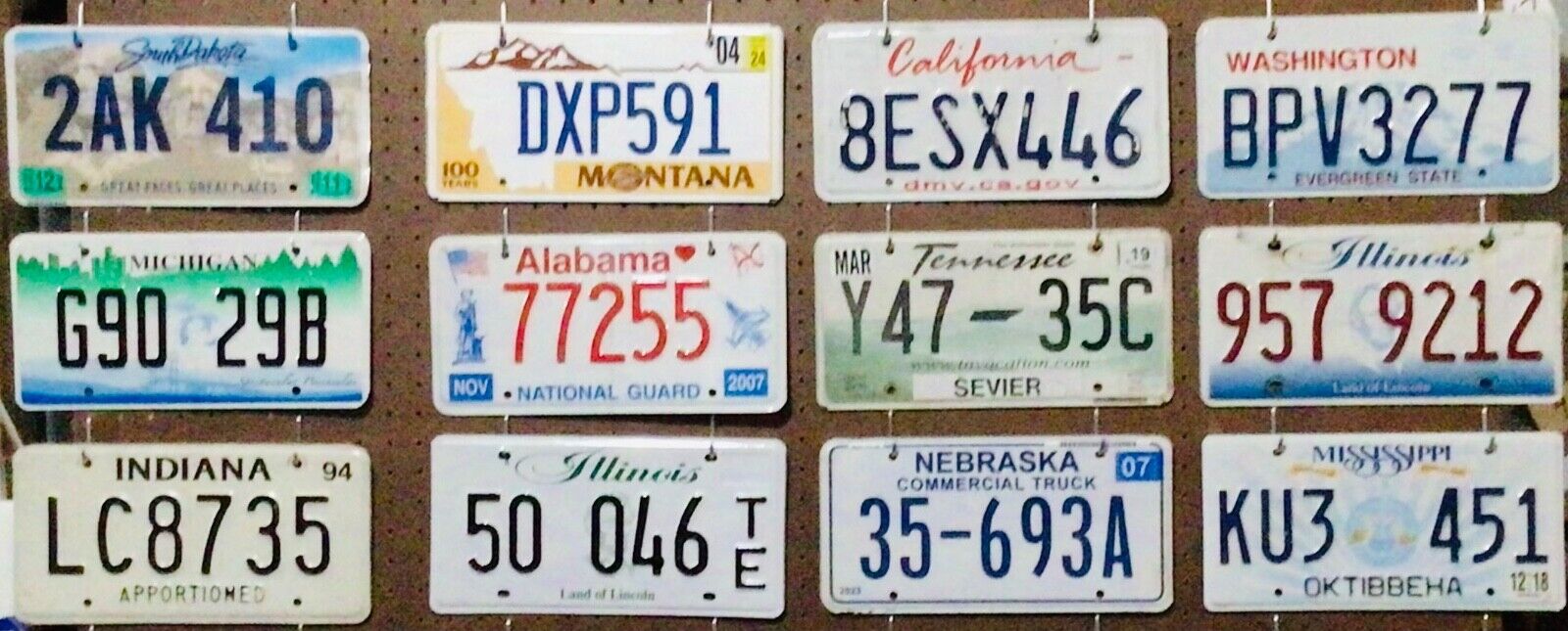 Large lot colorful of 12 old license plates - bulk - many states - low shipping