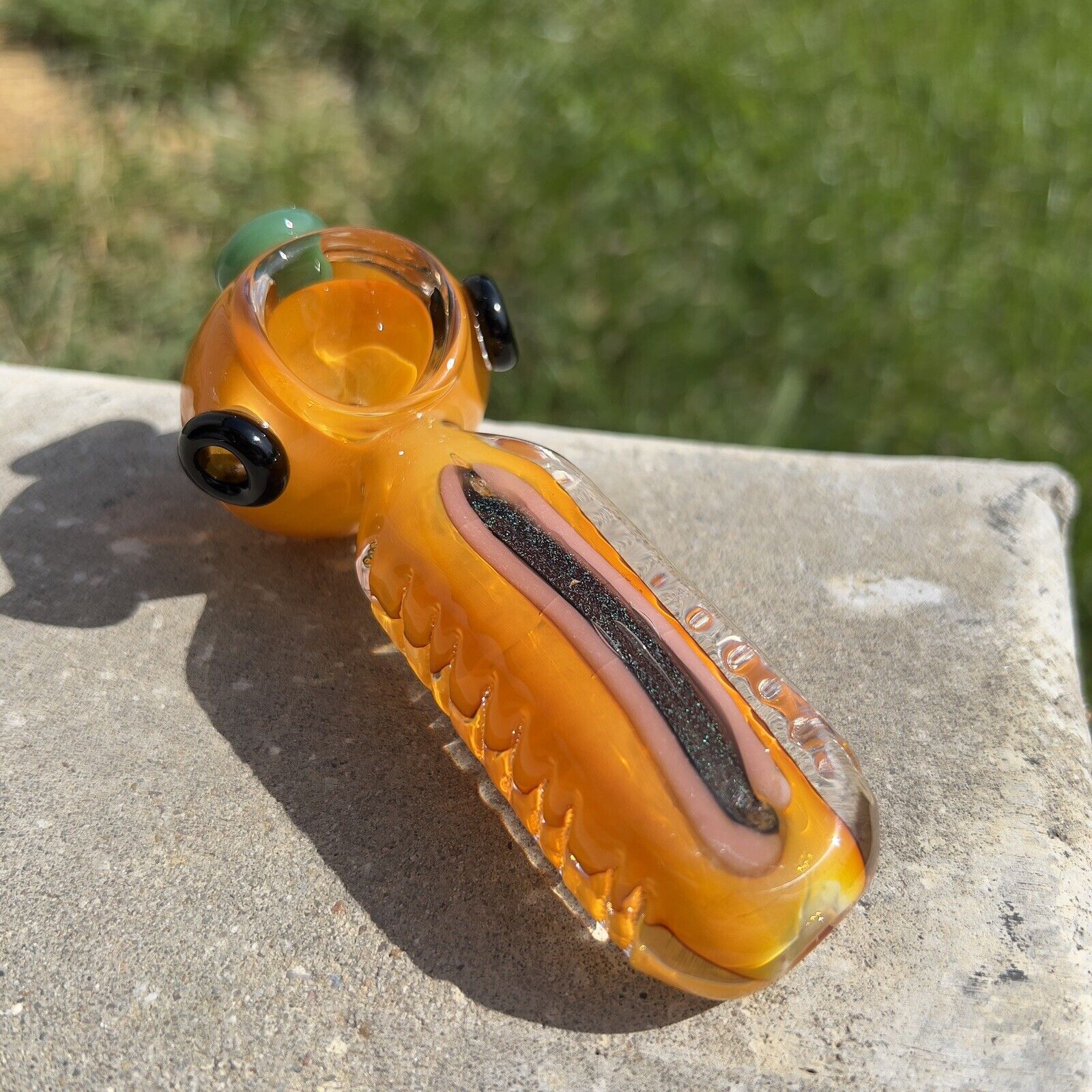Heavy Thick Glass Tobacco Glass Pipe Bowl Cool Gold Fumed Smoking Pipe