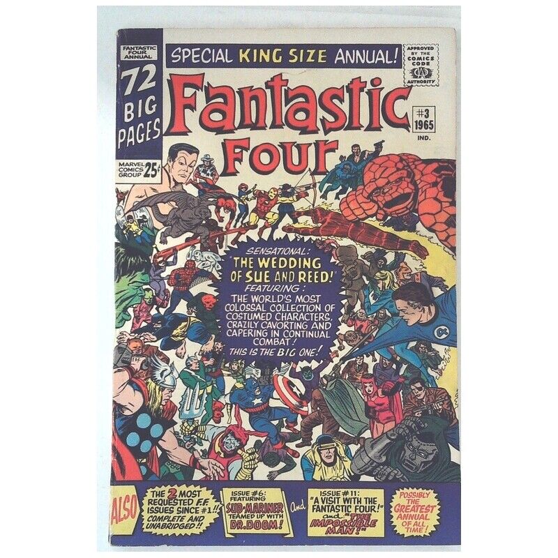 Fantastic Four (1961 series) Annual #3 in VF minus condition. Marvel comics [f%