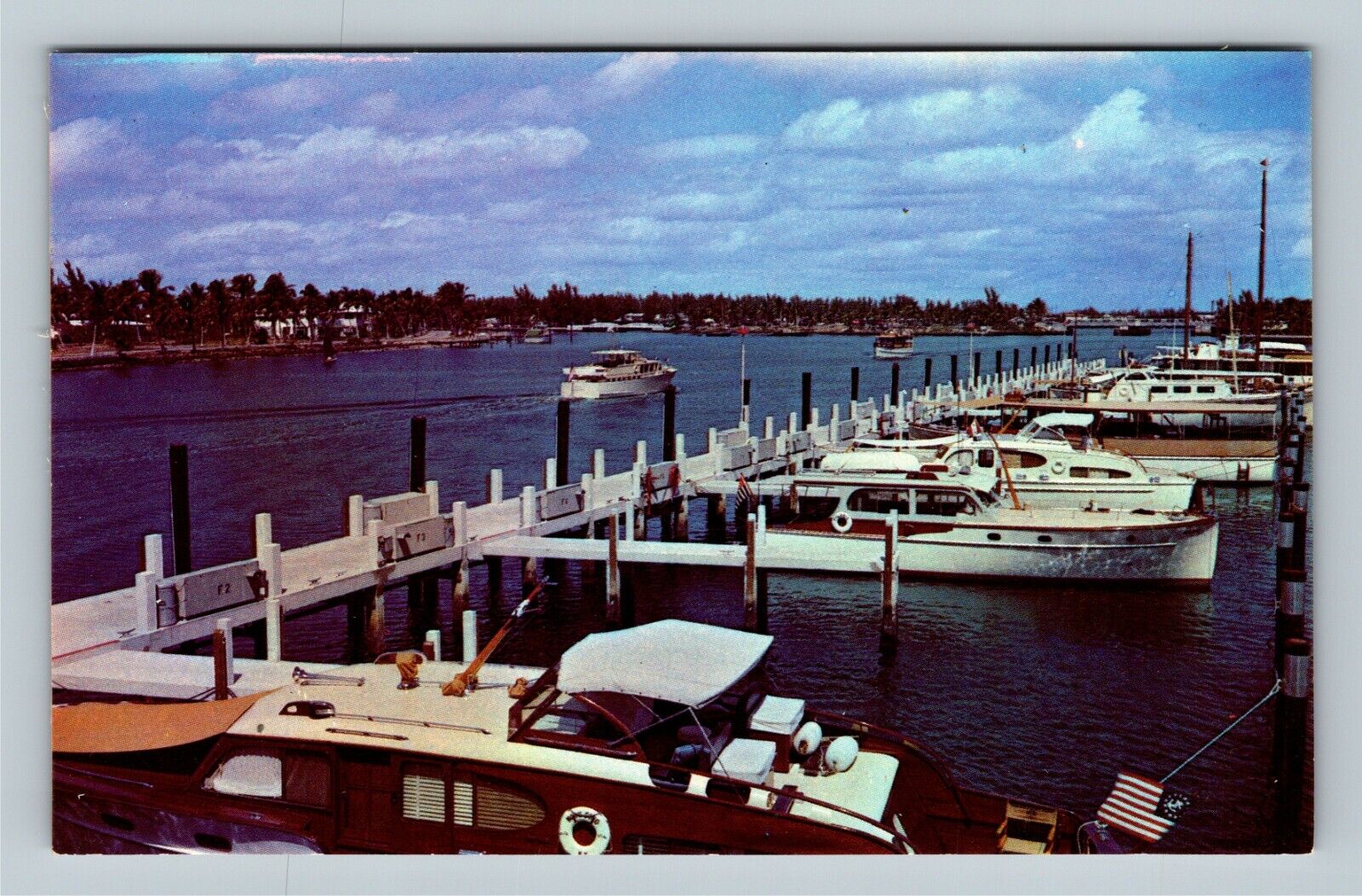 Fort Lauderdale FL, Yachts At Bahia Mar, Waterway, Florida Vintage Postcard