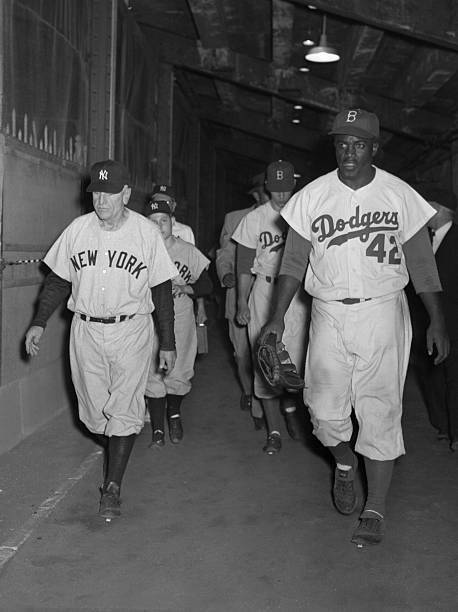 Casey Stengel and Jackie Robinson Heading for Dressing Rooms - - 1953 Old Photo