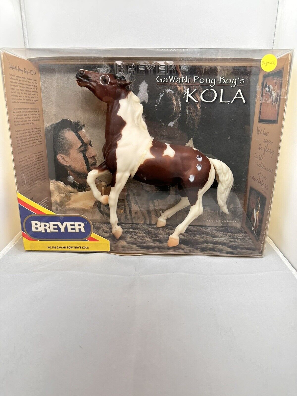 SIGNED Breyer No. 756 GaWaNi Pony Boys KOLA Bay Pinto Semi Rearing Mustang