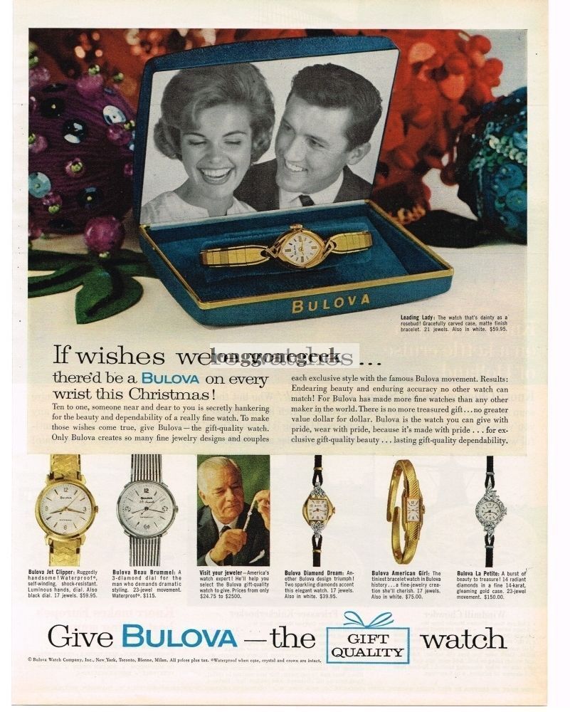 1962 BULOVA Wristwatch Leading Lady Woman\'s Vintage Ad 