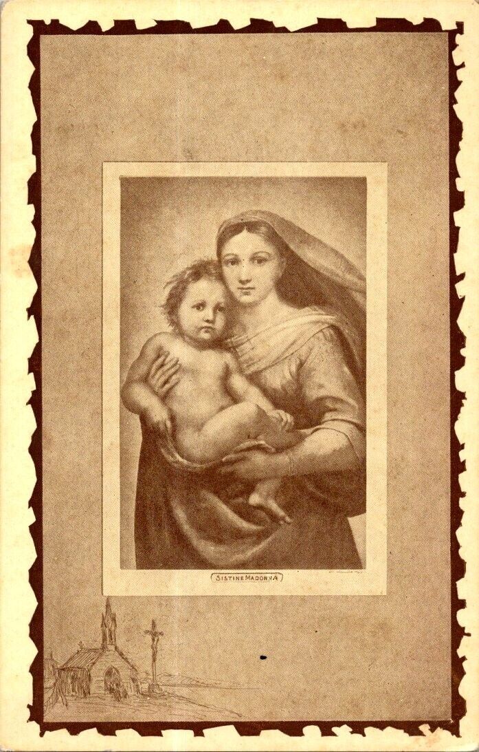 Vintage Cabinet Card Painting Madonna of Saint Sisto by Raphael unposted