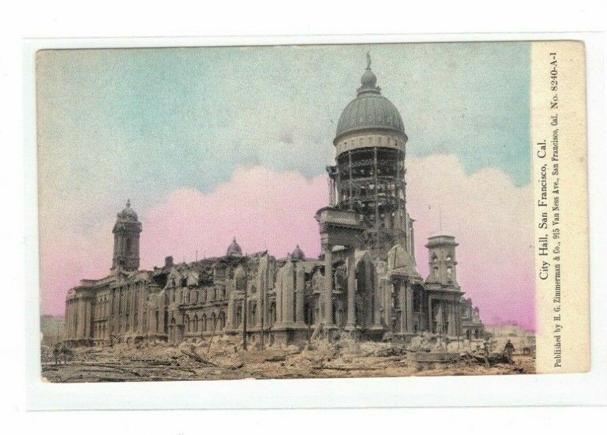 San Francisco CA City Hall Ruins Appears to be After The Earthquake Circa 1906 