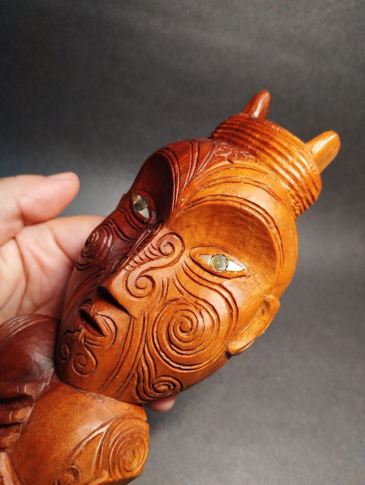Tiki Maori Hand Carved Wooden Statue  New Zealand