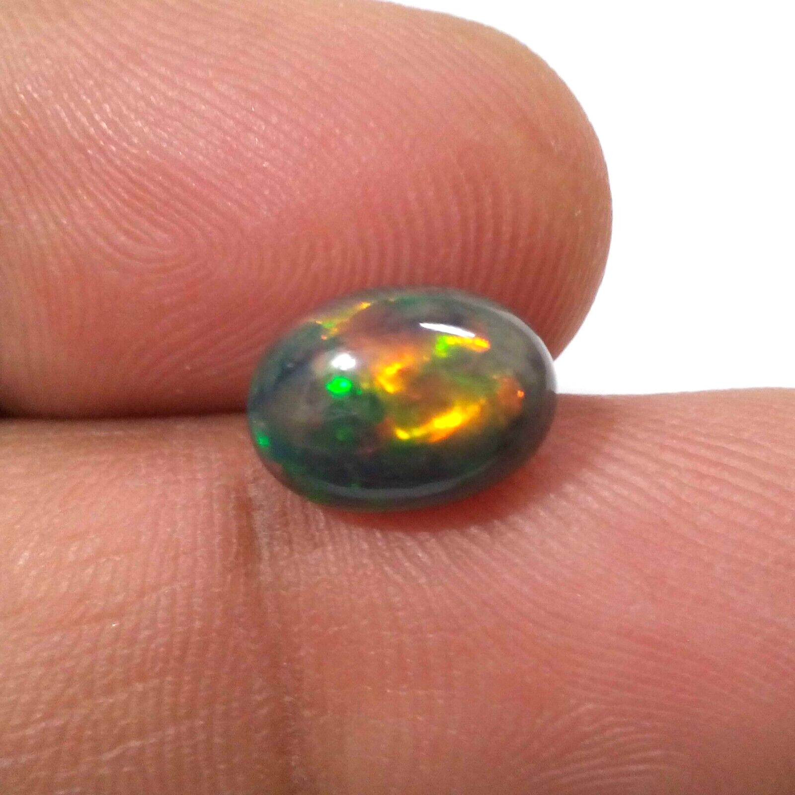 AAA+ Excellent Rare Ethiopian Black Opal Cabochon Oval 2.50 Crt Loose Gemstone