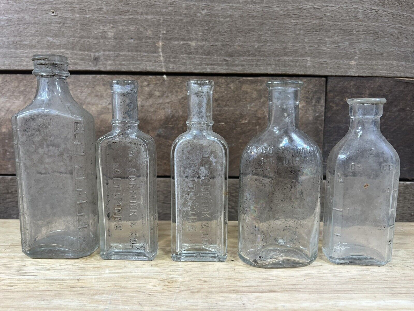 Vintage Clear Glass Medicine Apothecary Bottles Mc Cormick & Co 