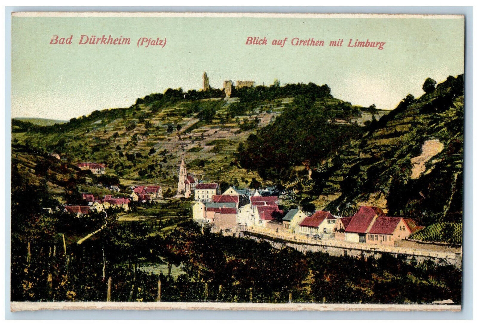 Germany Postcard View Of Grethen With Limburg Bad Durkheim (Palatinate) c1910