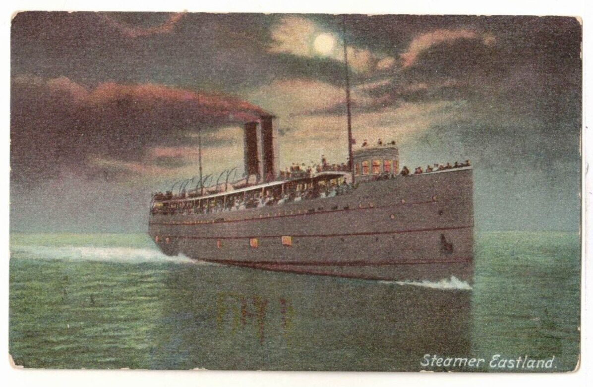 1910 PC: Steamer “Eastland” at Night