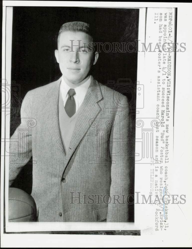 1959 Press Photo John Erickson, Wisconsin\'s new basketball coach - nei33562