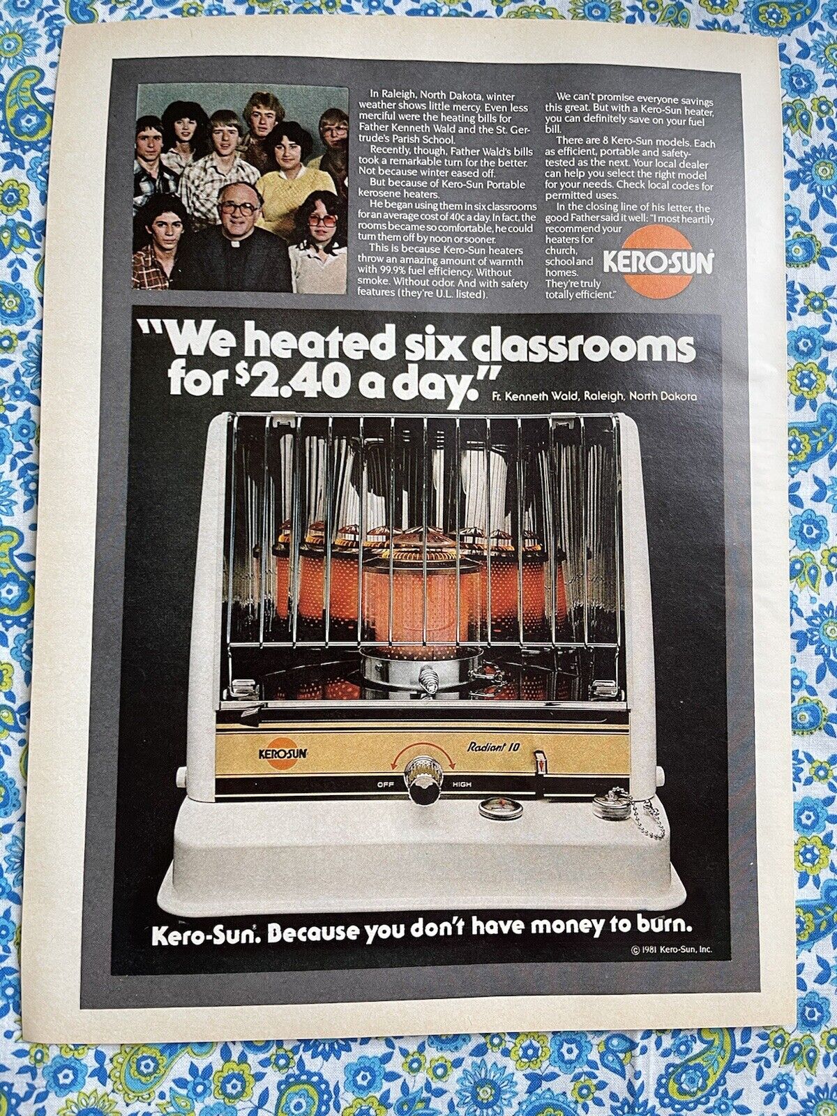 Vintage 1981 Kero Sun Heater Print Ad Kerosene Heater