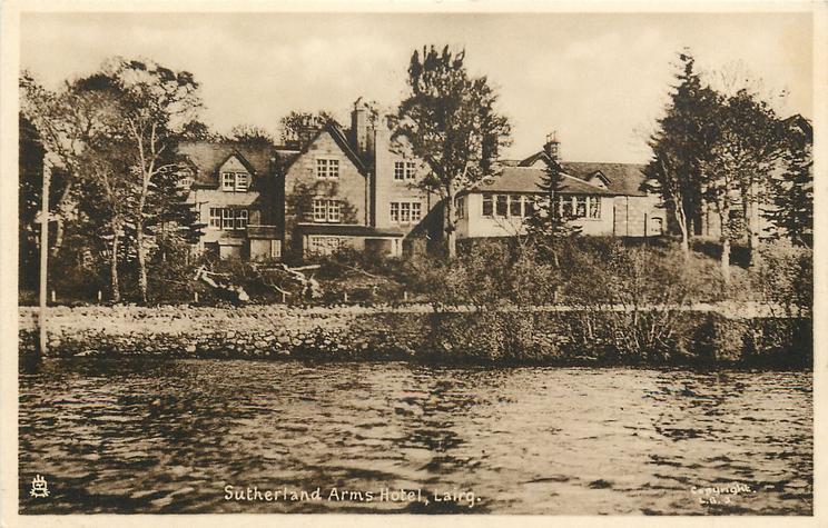 Lairg Scotland Sutherland Arms Hotel Just River Wall OLD PHOTO