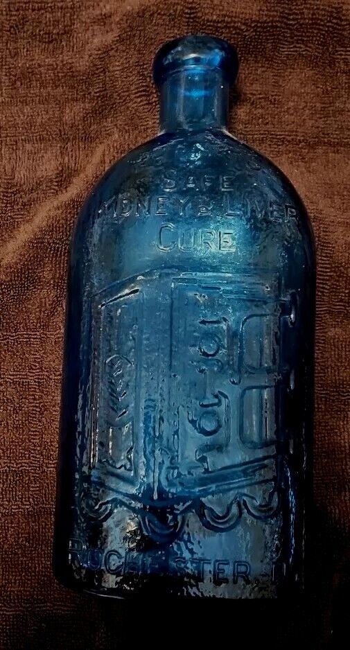 Vintage Frank\'s Safe Kidney and Liver Cure Cobalt Blue Bottle