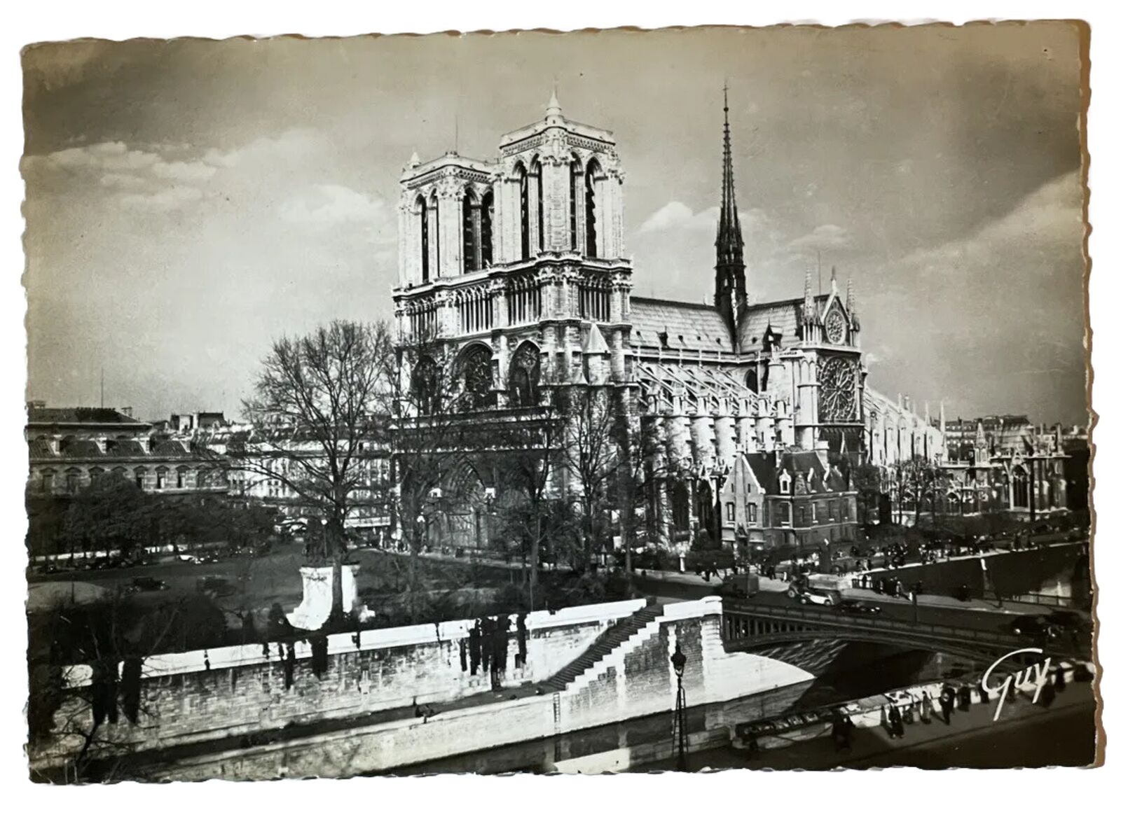 Guy Postcard Paris Et Ses Merveilles France La Cathedrale Notre Dame Real Photo