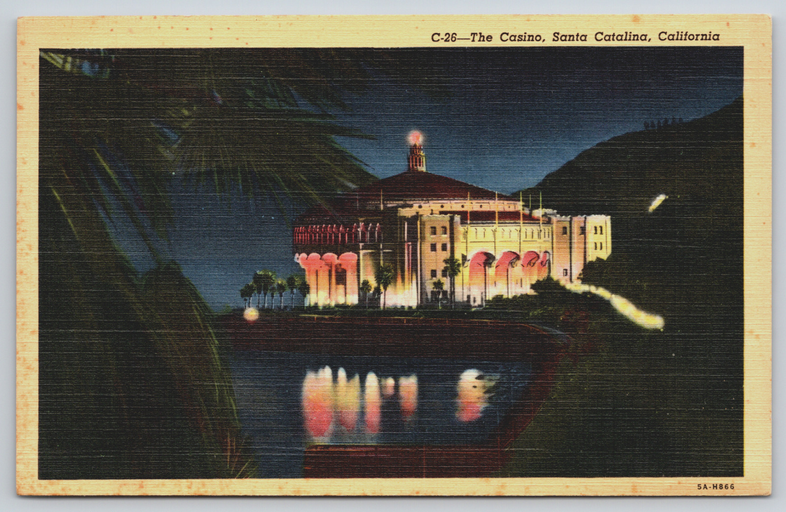 Postcard The Casino At Night Santa Catalina California CA
