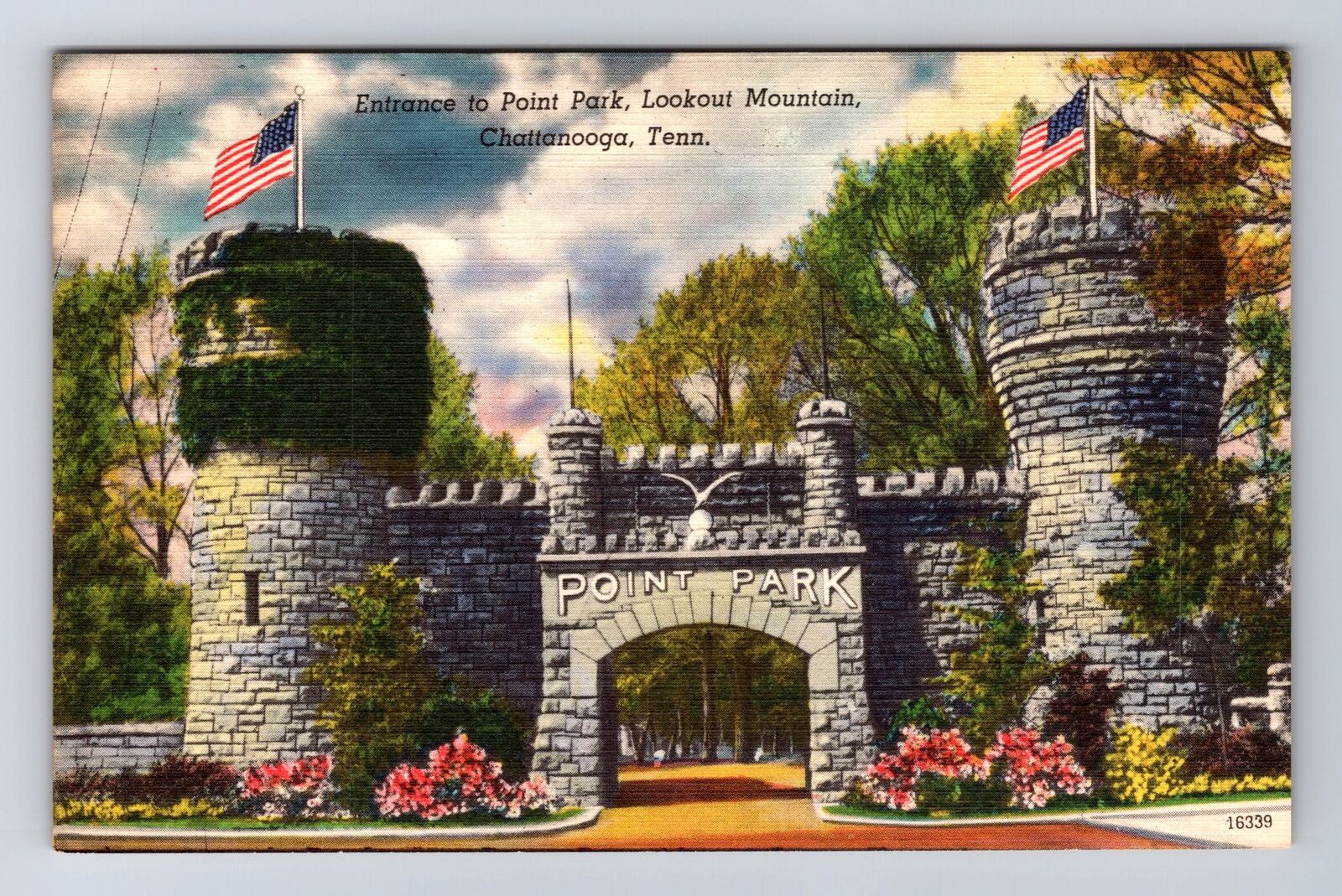 Chattanooga TN-Tennessee, Entrance to Point Park, Lookout Mt, Vintage Postcard