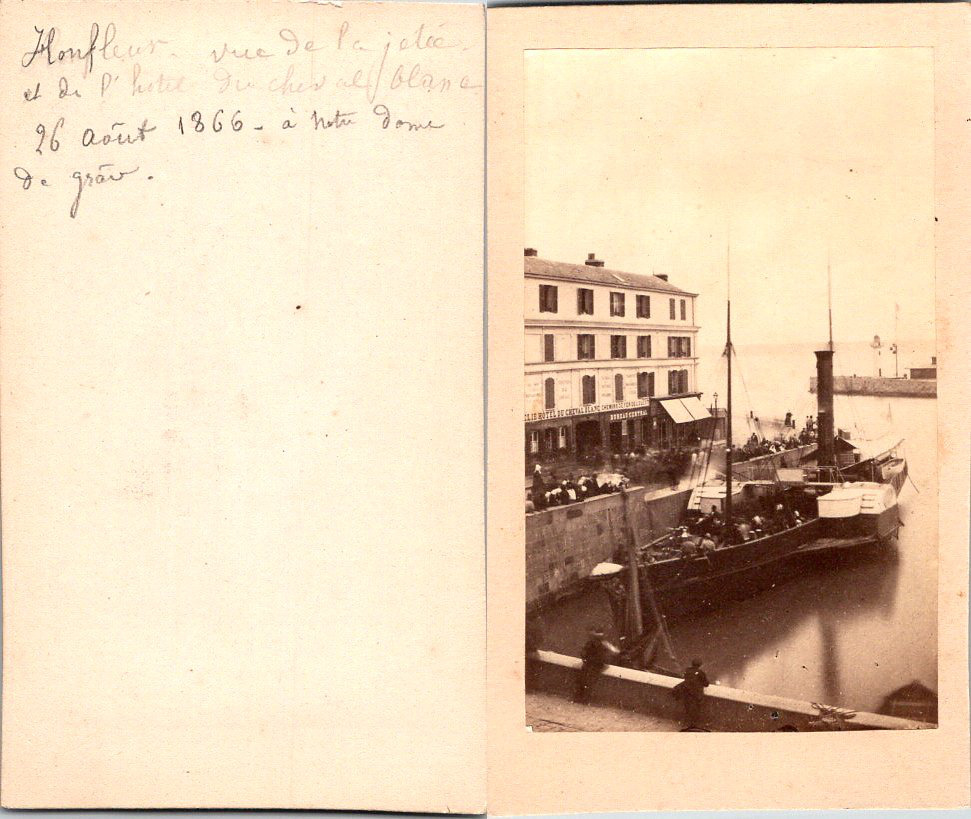 Normandy, Honfleur, View of the Pier and the Hotel du Cheval Blanc Vintage 