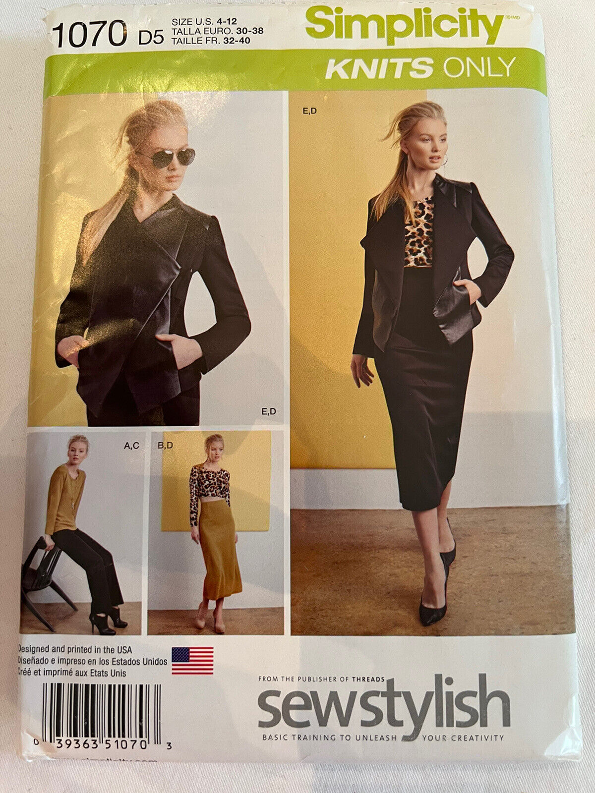 Simplicity 1070 D5 Knits Only Sew Stylish Sewing Pattern UNCUT 24 Piece Top Pant