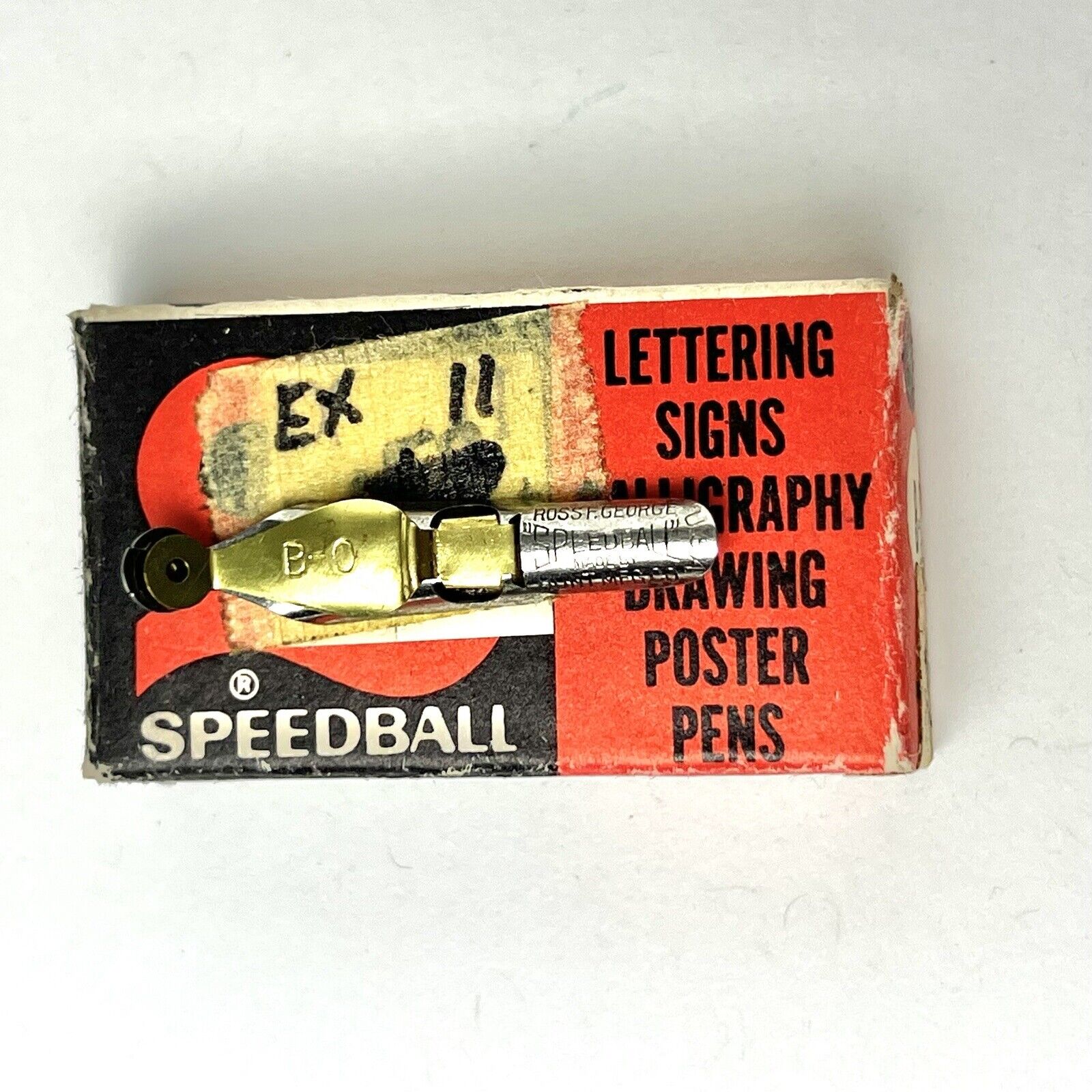 Vtg Speedball Box of 12 B-0 Pen Nibs Dip Pen Tips Fountain Box USA NOS