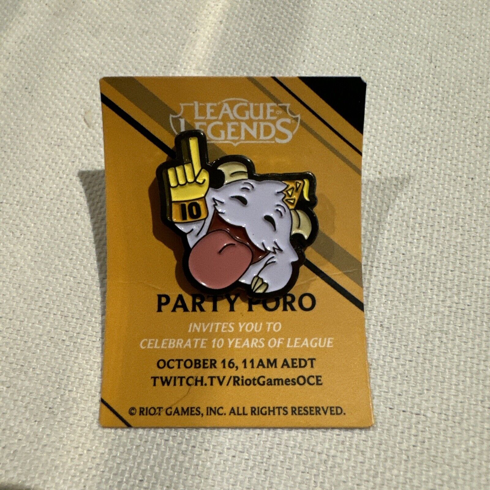 League Of Legends - 10 Years Of League 2019 - Party Poro PAX Pin / Pinny Arcade