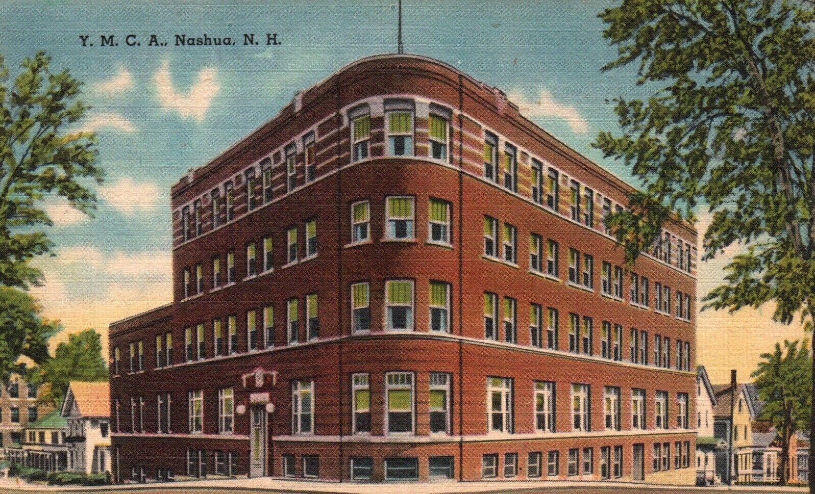 Postcard NH Nashua, New Hampshire YMCA Linen Vintage PC a9590