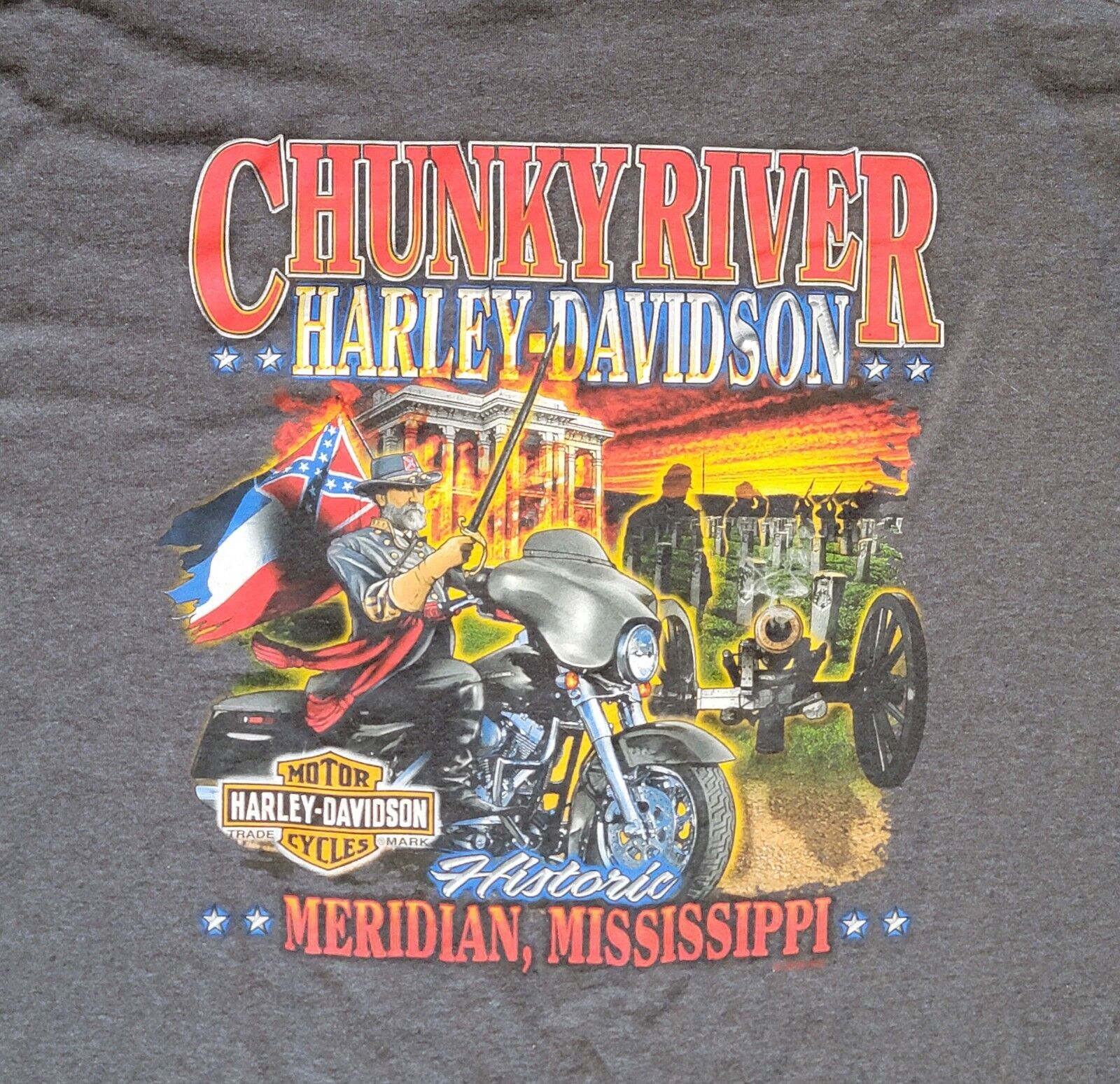 2019 Harley Davidson Size 2XL Gray T-Shirt Chunky River Meridian Mississippi 