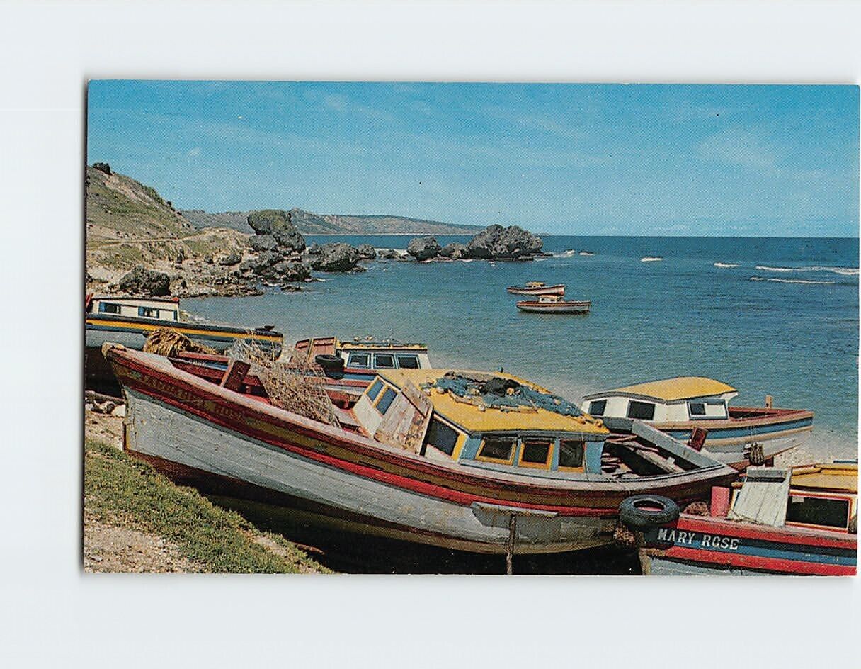 Postcard Fishing Boats at Tent Bay, Bathsheba, Barbados