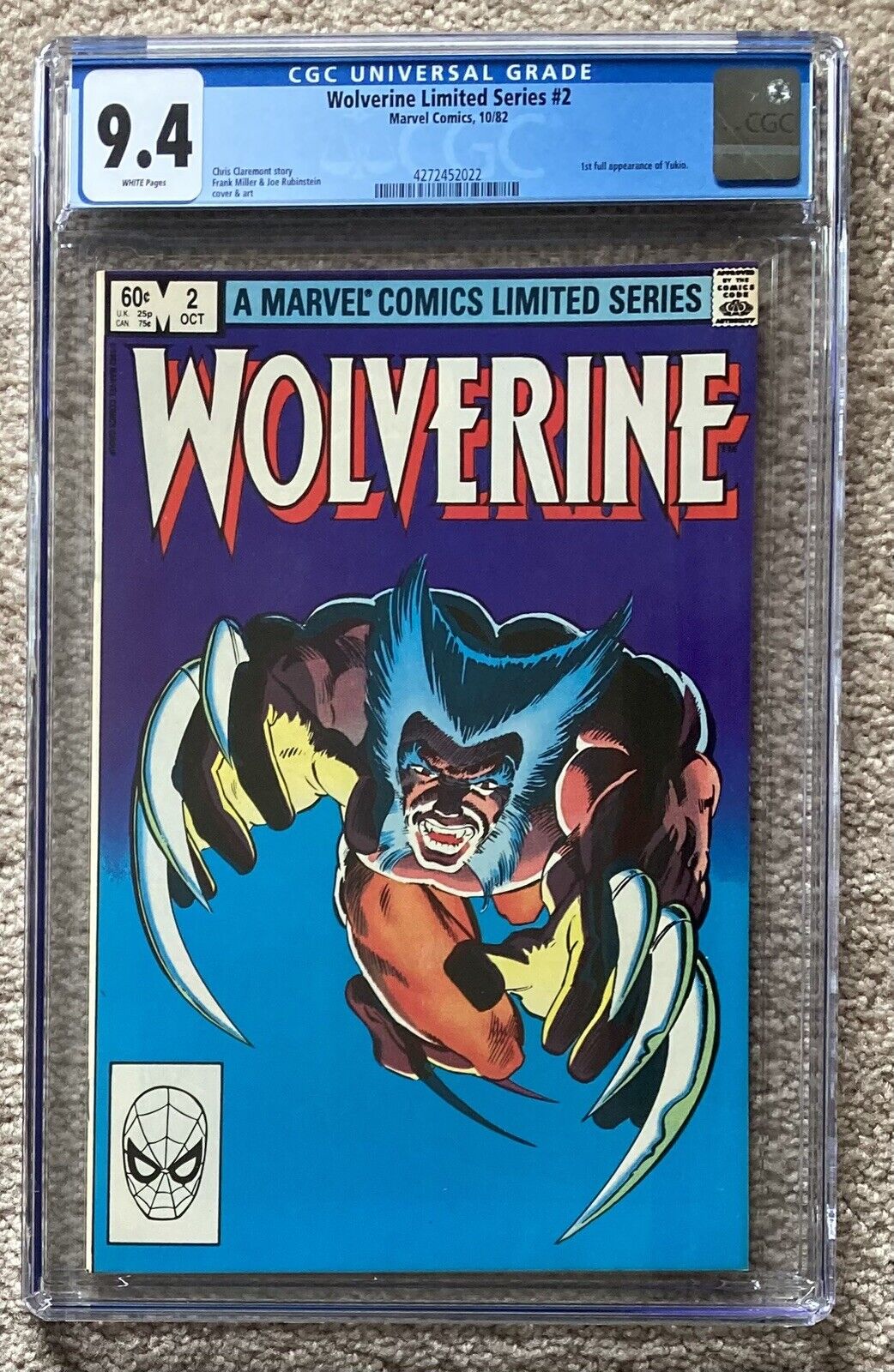 Wolverine Limited Series #2 1982 Marvel CGC 9.4 WP Frank Miller