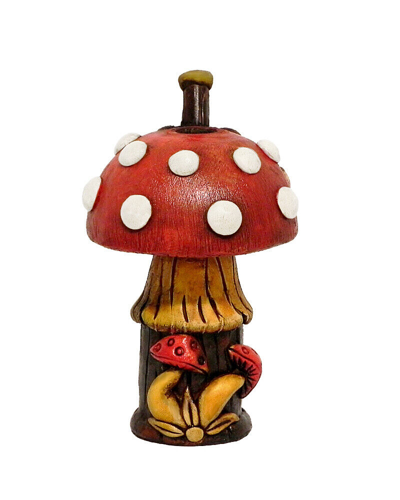 Red Bowl Mushroom Handmade Tobacco Smoking Hand Pipe Toadstool Cap Trippy Gifts