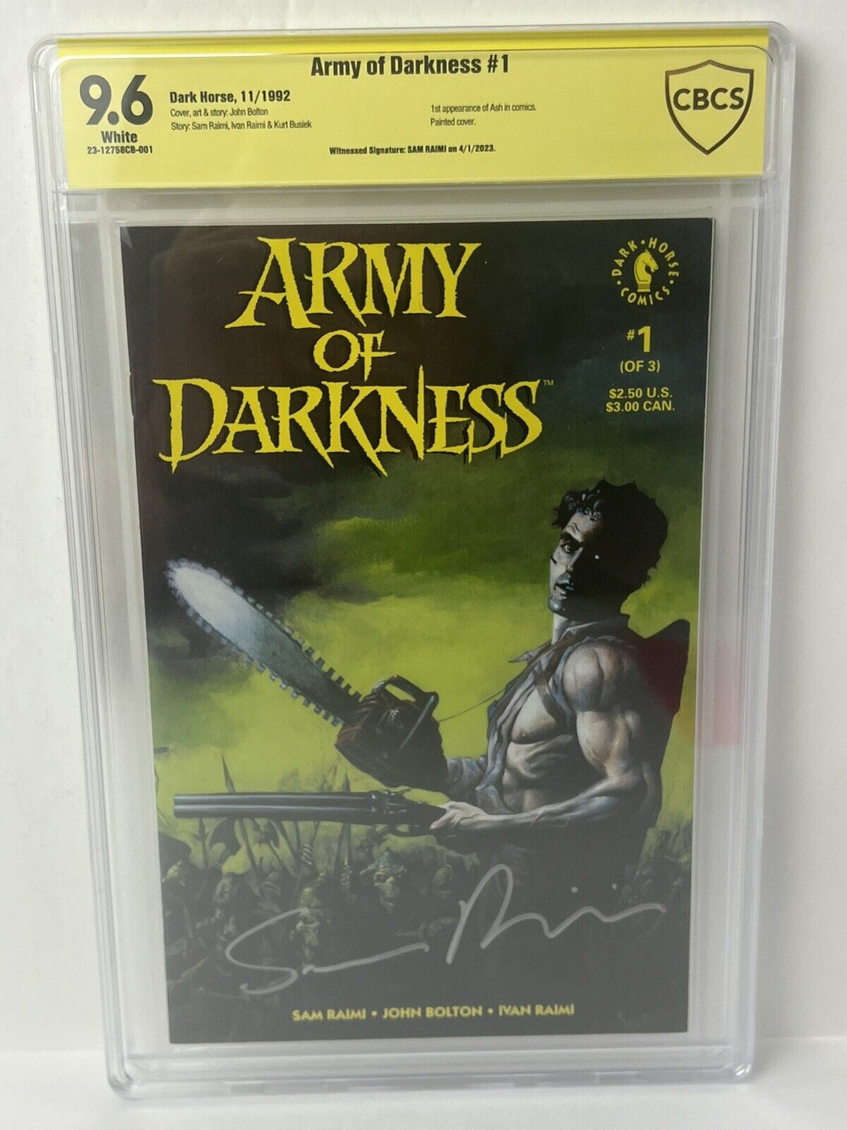 Army Of Darkness #1 CBCS 9.6 Signed By Sam Raimi 1st Appearance Of Ash In Comics