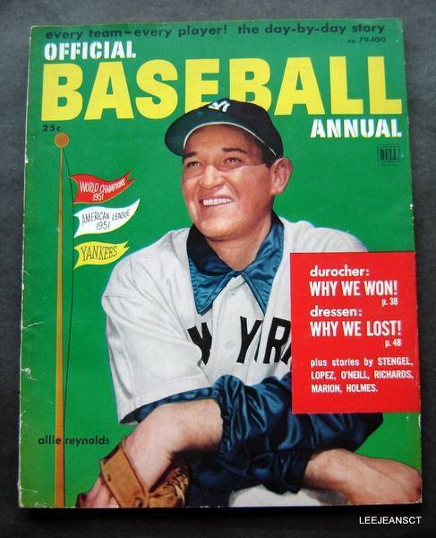 1952 Official Baseball Annual Allie Reynolds Yankees Cover